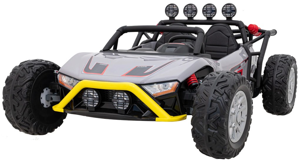 Carro elétrico para Crianças 2 Lugares Buggy Racing 5 24V Rodas Espuma EVA, assento couro ecológico Cinzento