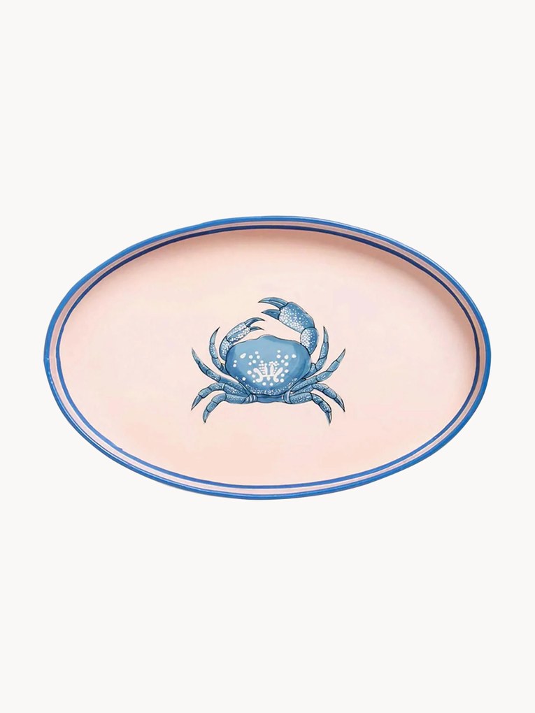 Hand-Painted Decorative Tray Fauna with Crab Motif