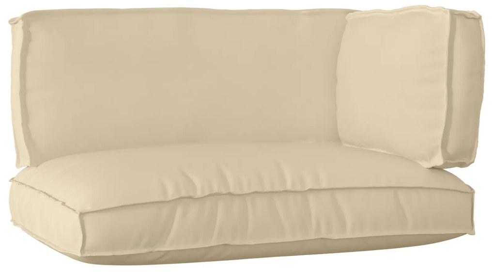 vidaXL Conjunto de Almofadas para Palete 3 pcs Bege 120 x 80 x 12 cm
