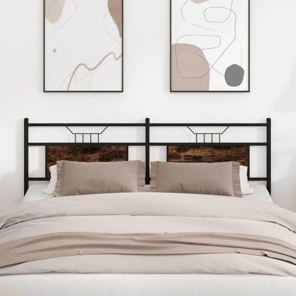 vidaXL Cabeceira de cama 180 cm derivados madeira/aço carvalho fumado