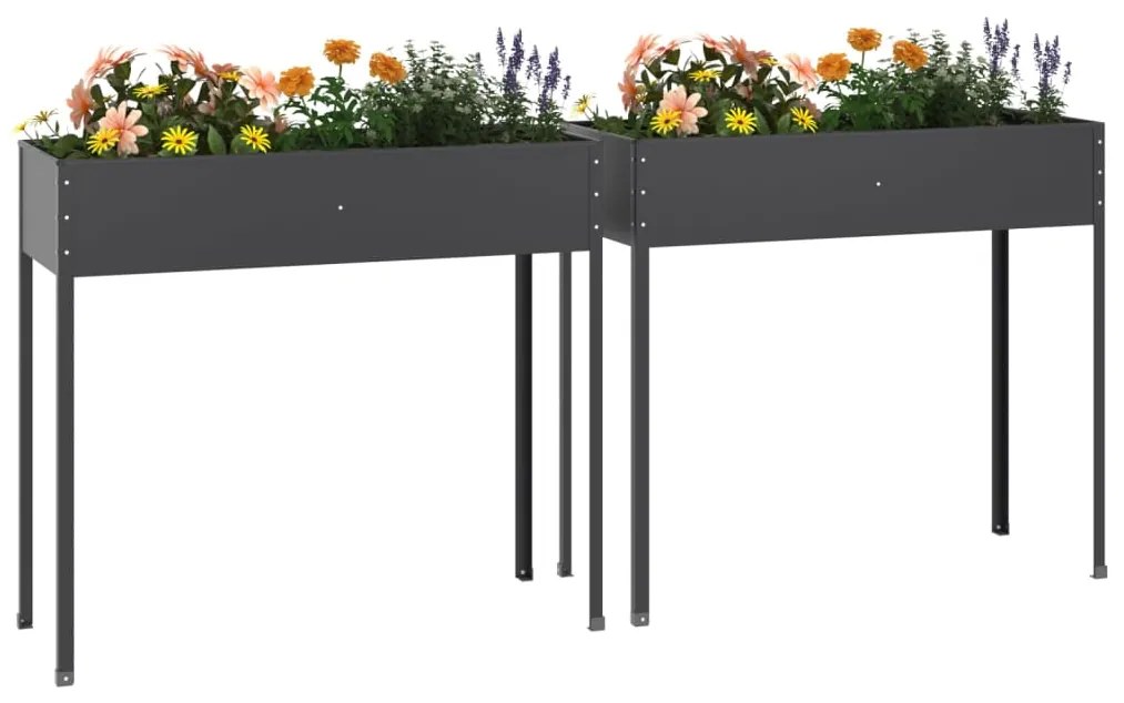 Vasos/floreiras de jardim 2 pcs aço galvanizado antracite