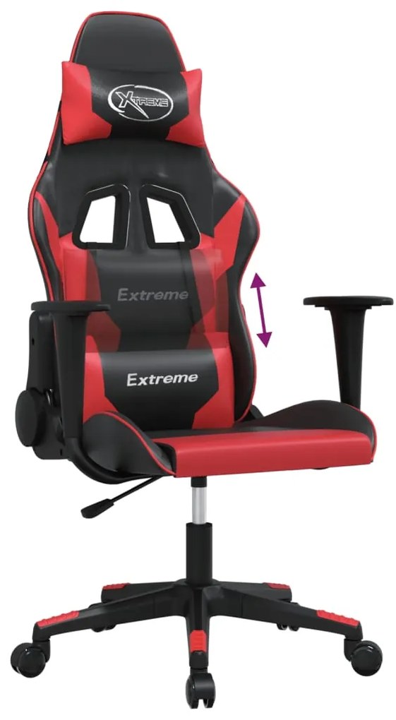 Cadeira gaming couro artificial preto e vermelho