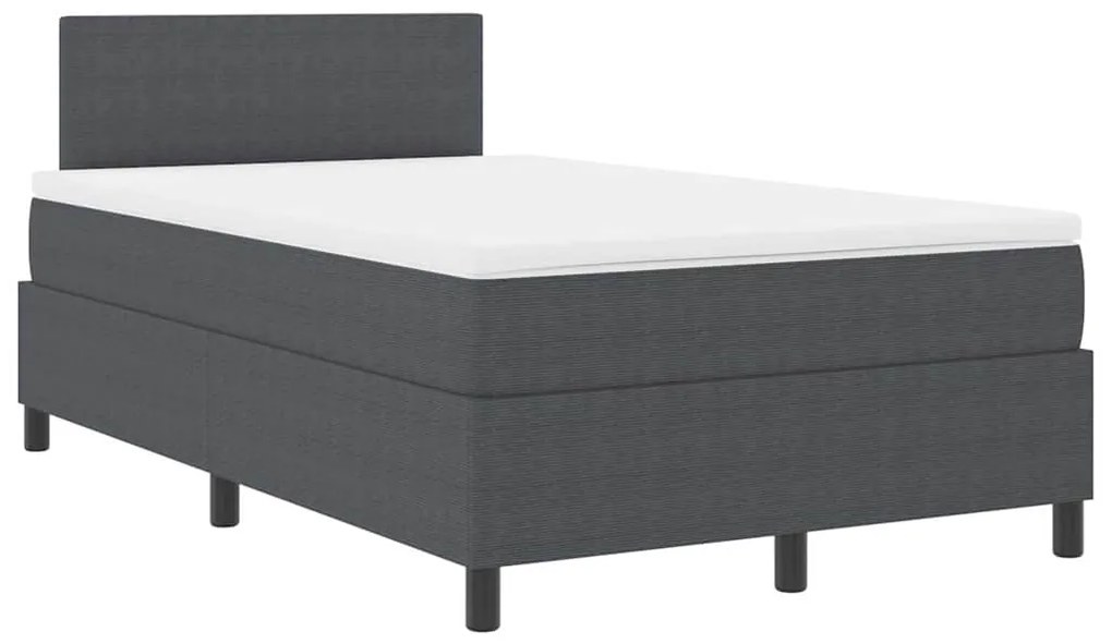 Cama Box Spring com Colchão Cinza Escuro 120x200 cm Tecido de Corduroy