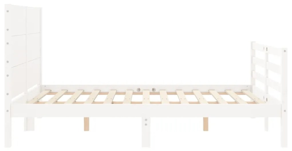 Estrutura de cama com cabeceira 140x190cm madeira maciça branco