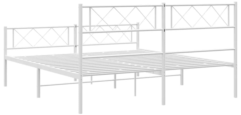 Estrutura de cama com cabeceira e pés 140x190 cm metal branco