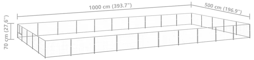 Canil para cães 50 m² aço prateado