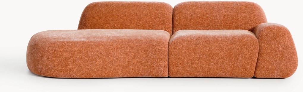 Módulo com chaise longue em teddy Wolke (3 lugares)