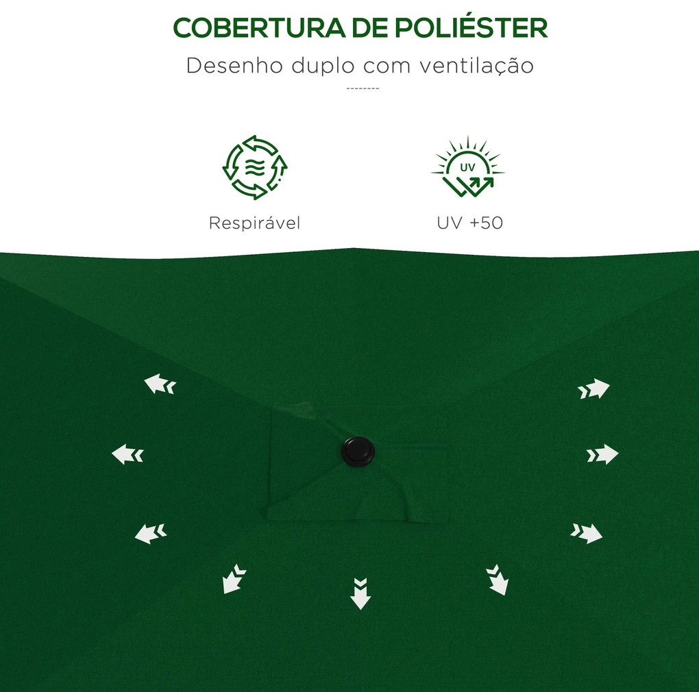 Chapéu de Sol de Jardim 300x200x248 cm Proteção UV50+ Chapéu de Sol de
