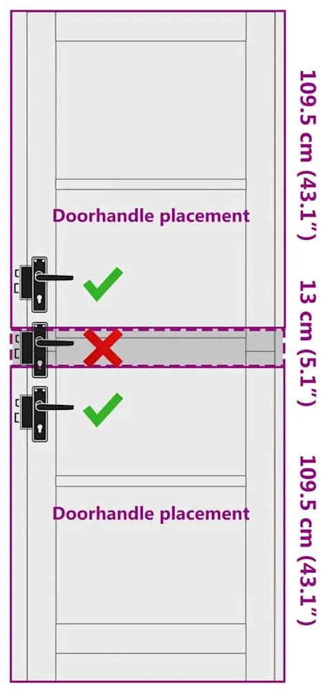 Porta Interior 'ORKDAL'78x232x4 cm Madeira Maciça Pinho