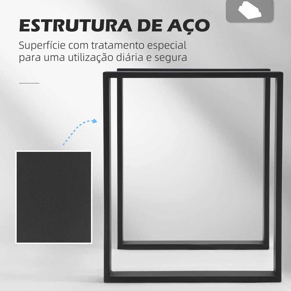 Conjunto de 2 Pés para Mesa de Aço 60x72 cm Pernas Quadradas de Mesa p
