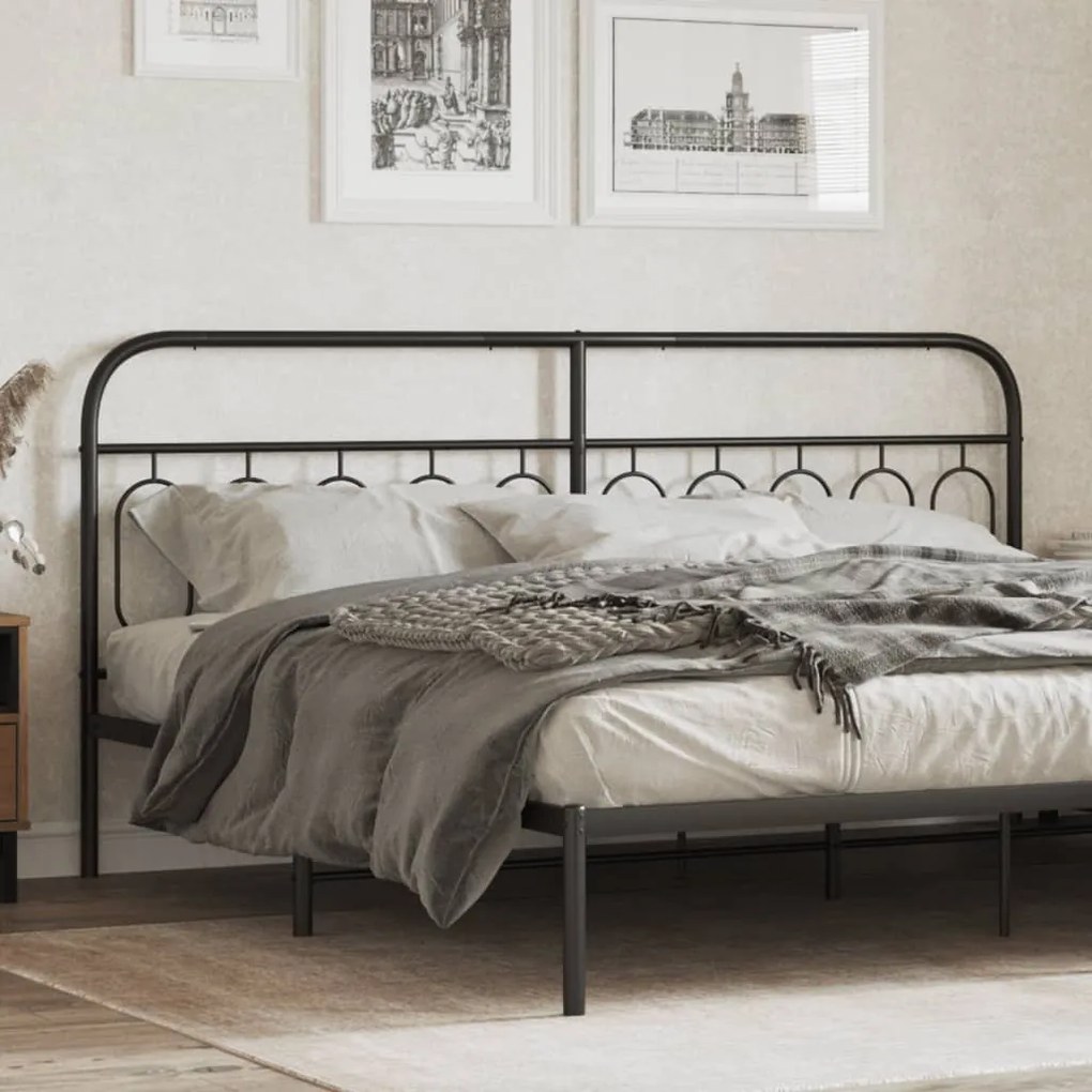 vidaXL Cabeceira de cama 200 cm metal preto