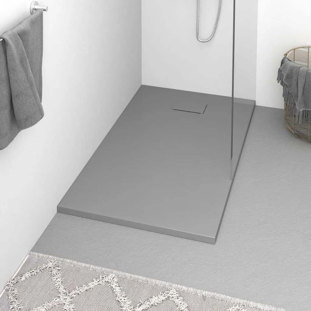 148936 vidaXL Base de chuveiro SMC 120x70 cm cinzento
