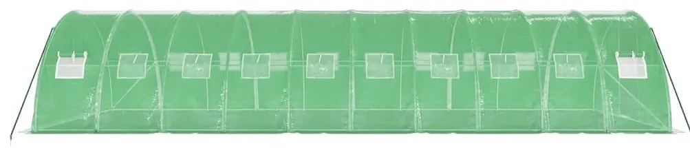 Estufa com estrutura de aço 40 m² 10x4x2 m verde