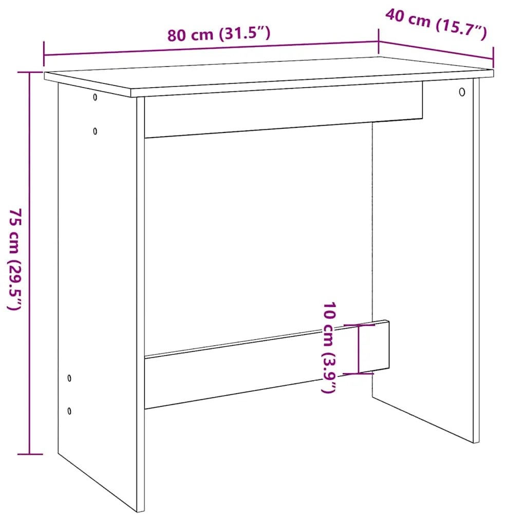 Secretária 80x40x75 cm contraplacado cinzento cimento