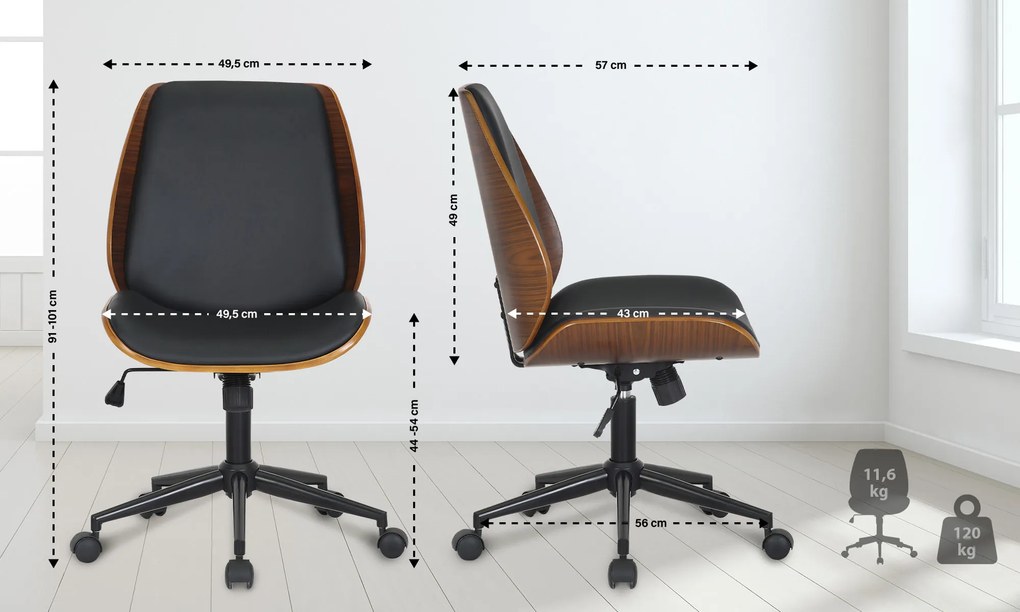 Cadeira de Escritório Mitch Preto e Nogueira