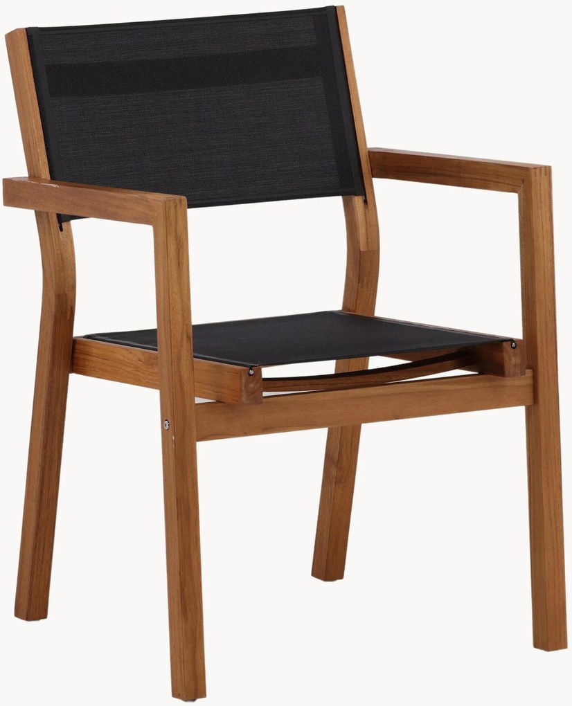 Cadeiras de jardim em madeira de acácia com braços empilháveis Venice, conjunto de 2