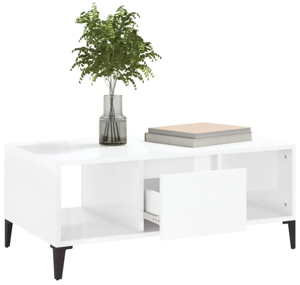 Mesa de centro 90x50x36,5 cm derivados madeira branco brilhante