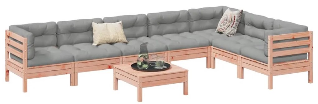 vidaXL 8 pcs conj. sofás jardim c/ almofadões madeira abeto-de-douglas
