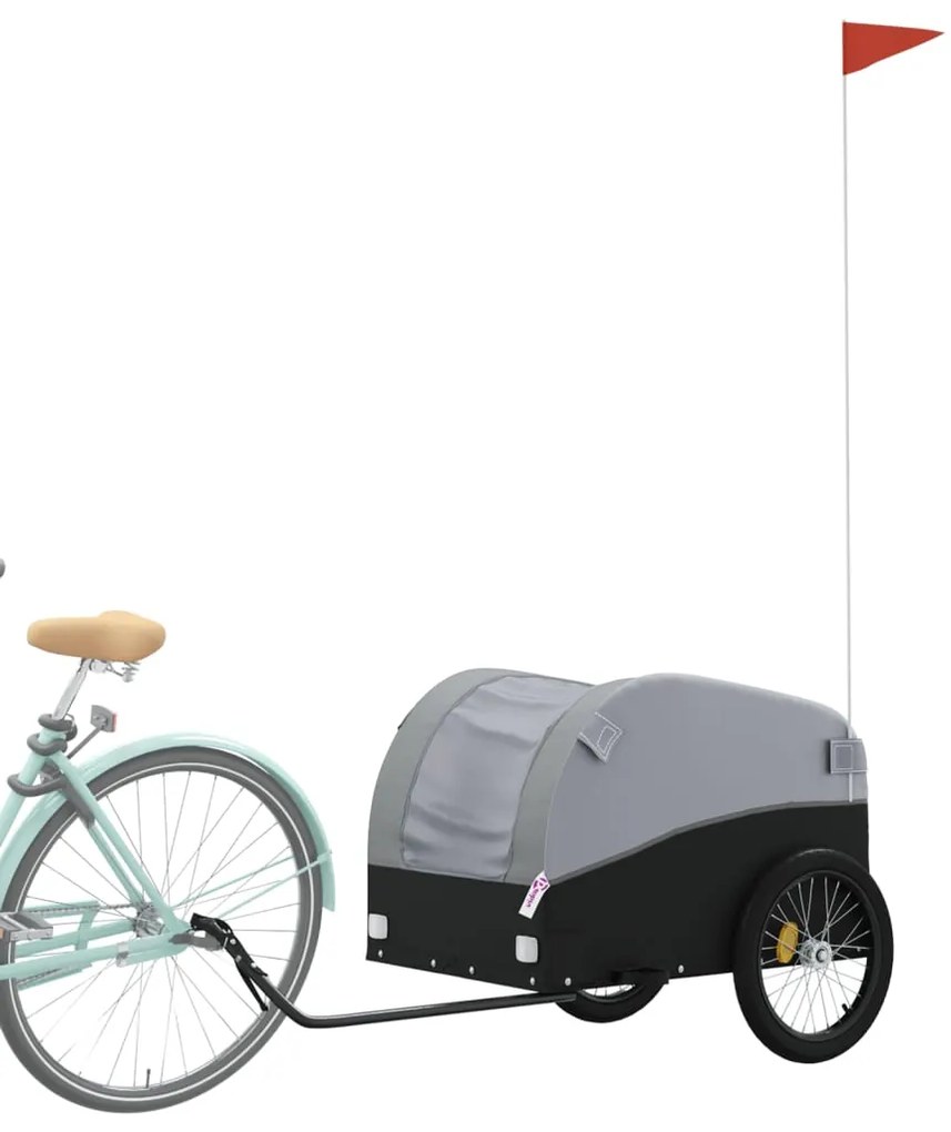 Reboque para bicicleta 45 kg ferro preto e cinza