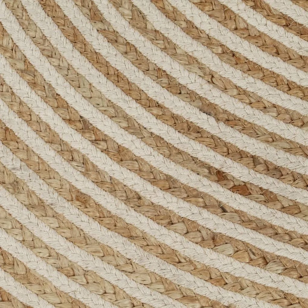 Tapete artesanal em juta com design em espiral branco 150 cm