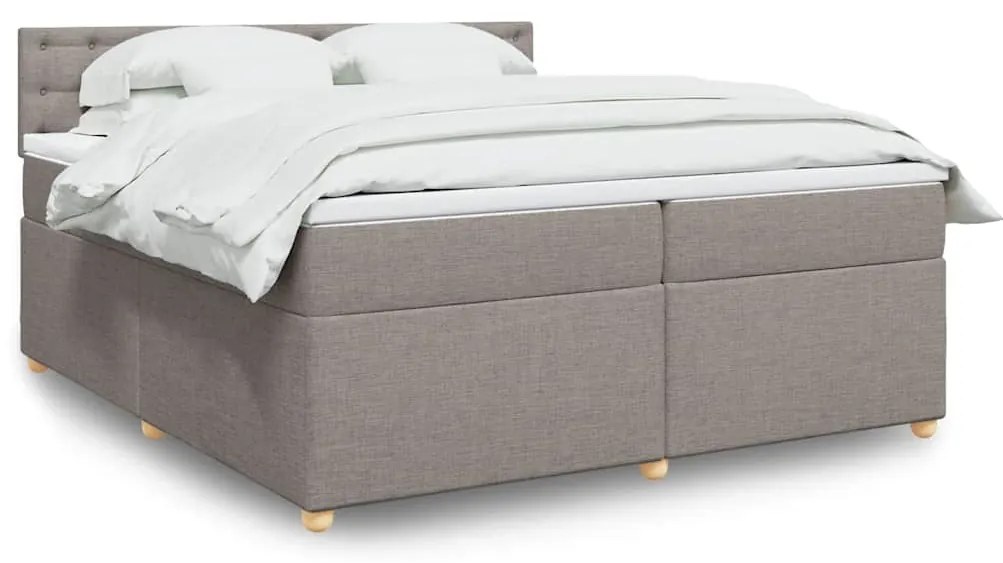vidaXL Cama com molas/colchão 200x200 cm tecido castanho-acinzentado
