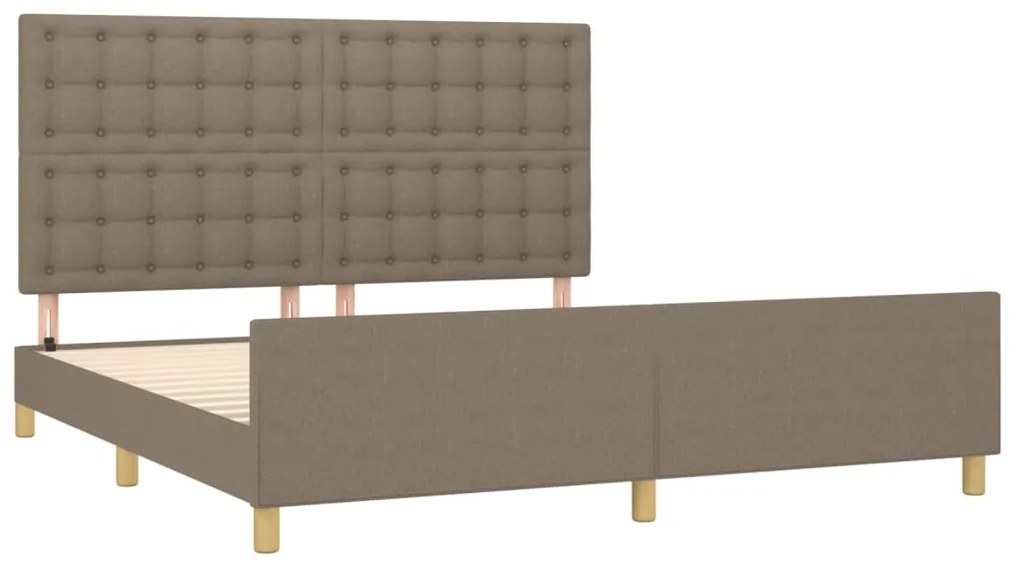 Cama sem colchão 160x200 cm tecido castanho-acinzentado