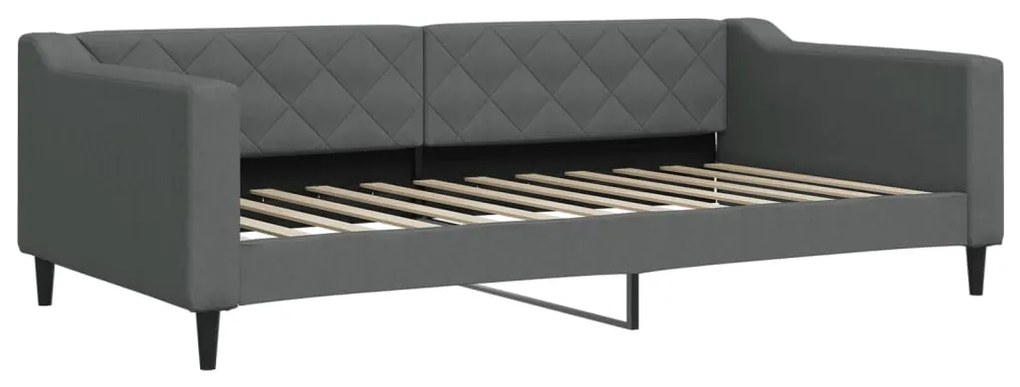 Sofá-cama com gavetão 100x200 cm tecido cinzento-escuro
