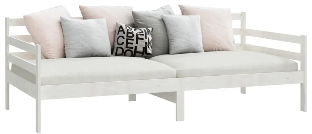 Sofá-cama 90x200 cm madeira de pinho maciça branco