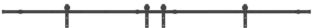 Kit de ferragens para porta deslizante 366 cm aço preto