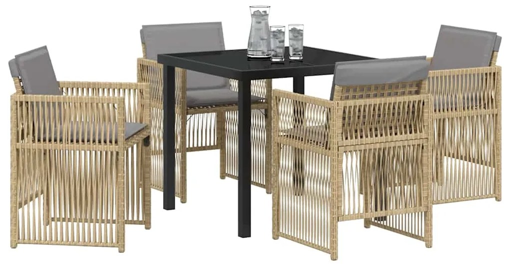 Conjunto de Jantar de 5 peças com Almofadas Bege