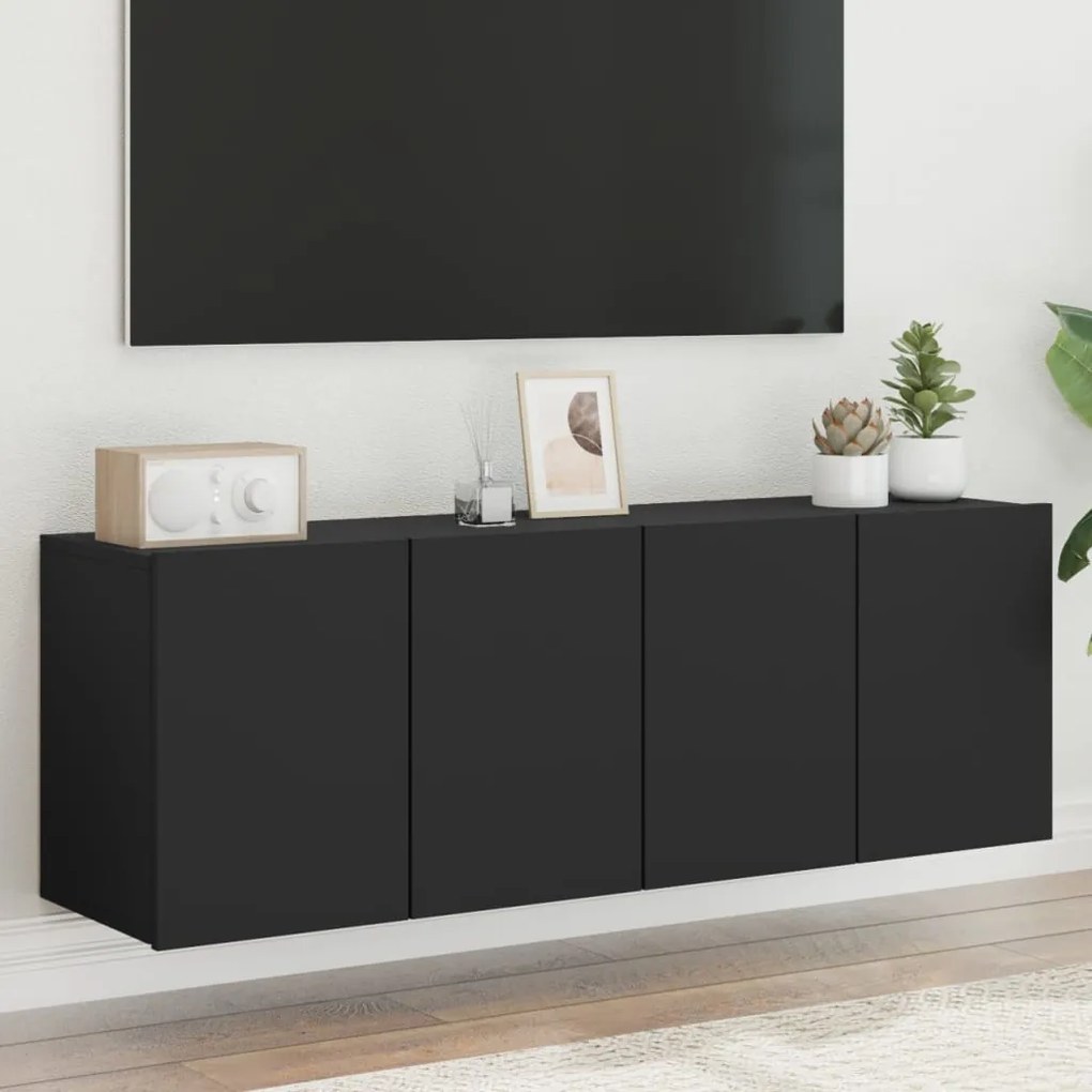 Móveis de parede para TV 2 pcs 60x30x41 cm preto