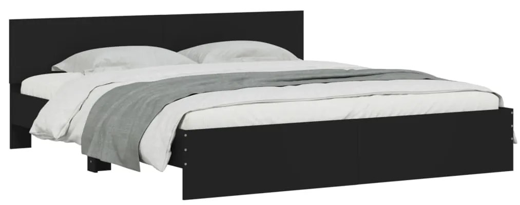 Estrutura de cama com cabeceira 200x200 cm preto