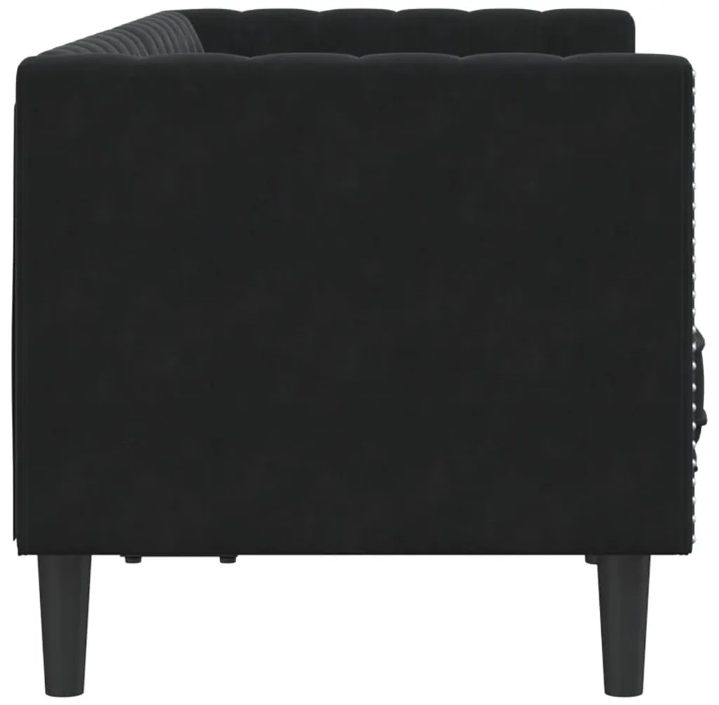 Sofá chesterfield com rolos 2 lugares veludo preto