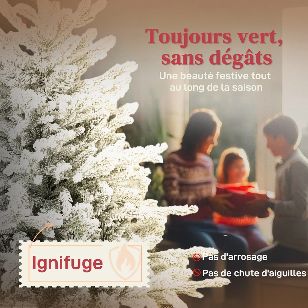 Árvore de Natal artificial com efeito de neve, 180 cm, com 1815 ramos, suporte metálico dobrável, verde