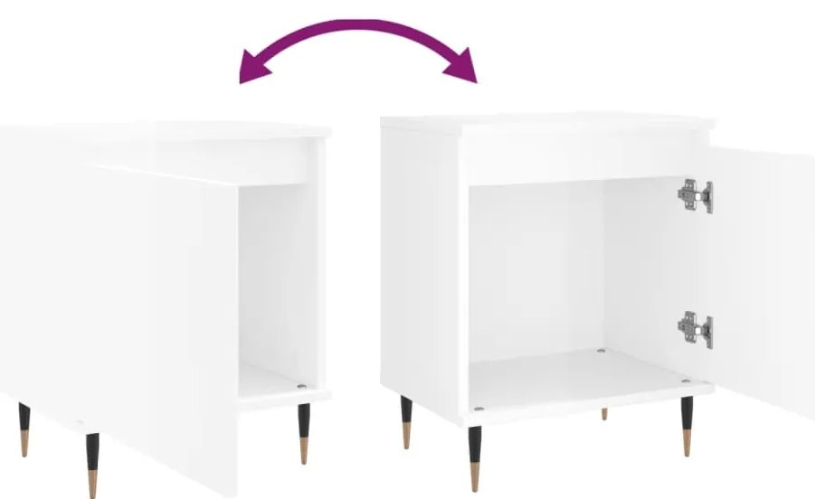 Mesa de cabeceira derivados de madeira branco brilhante