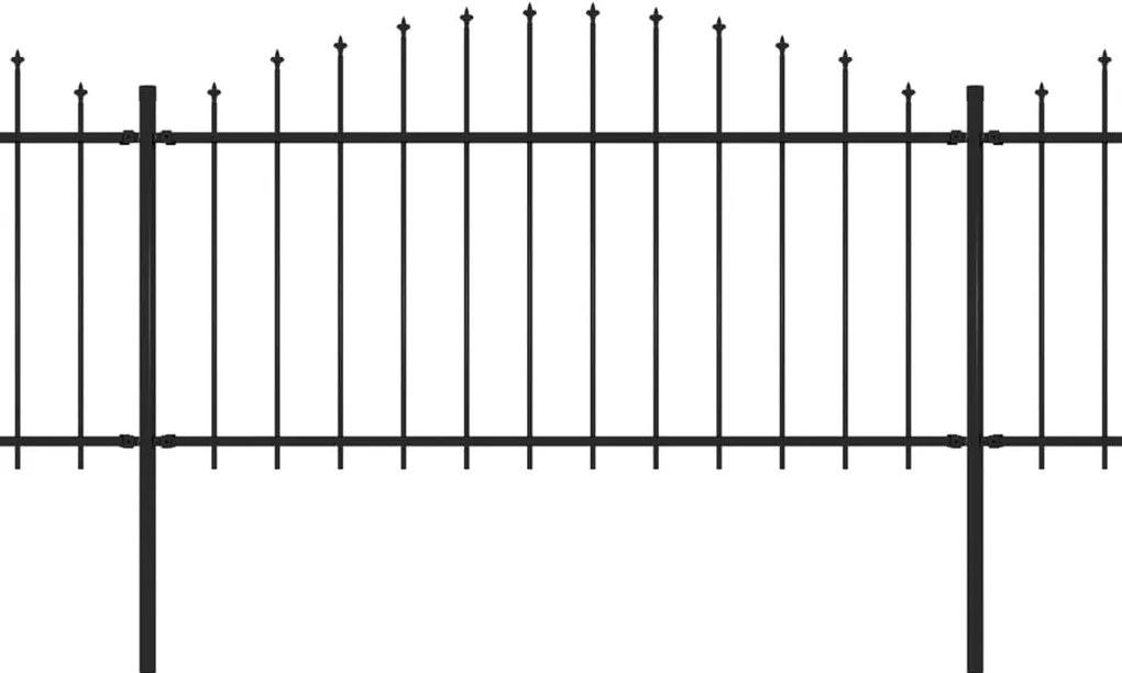 Cerca de jardim com topo em lanças (1,25-1,5)x8,5 m aço preto