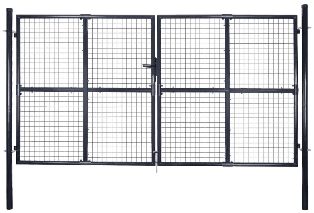 Portão de jardim em rede aço galvanizado 289x200 cm cinzento