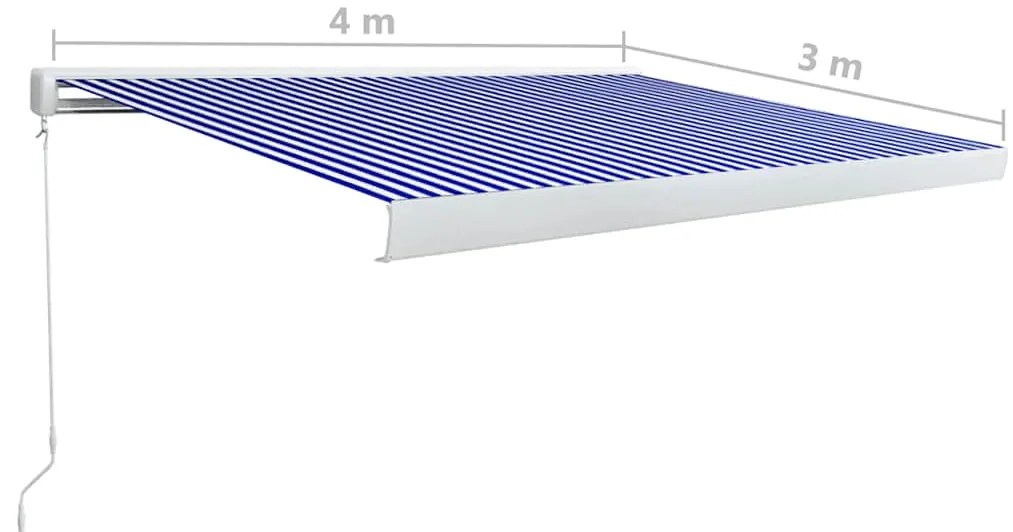 Toldo manual com caixa 400x300 cm azul e branco