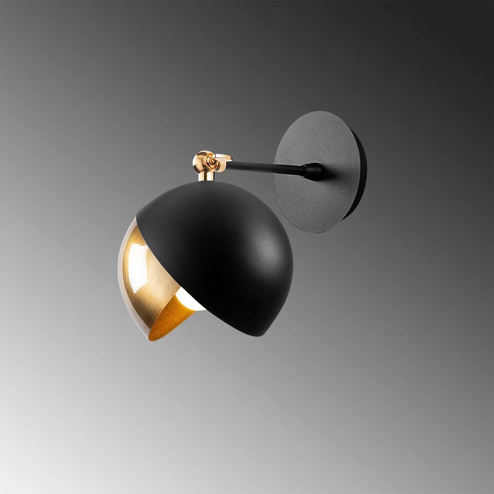 Lâmpada de Parede Berceste – Preto e Dourado – 20 x 26 x 25 cm