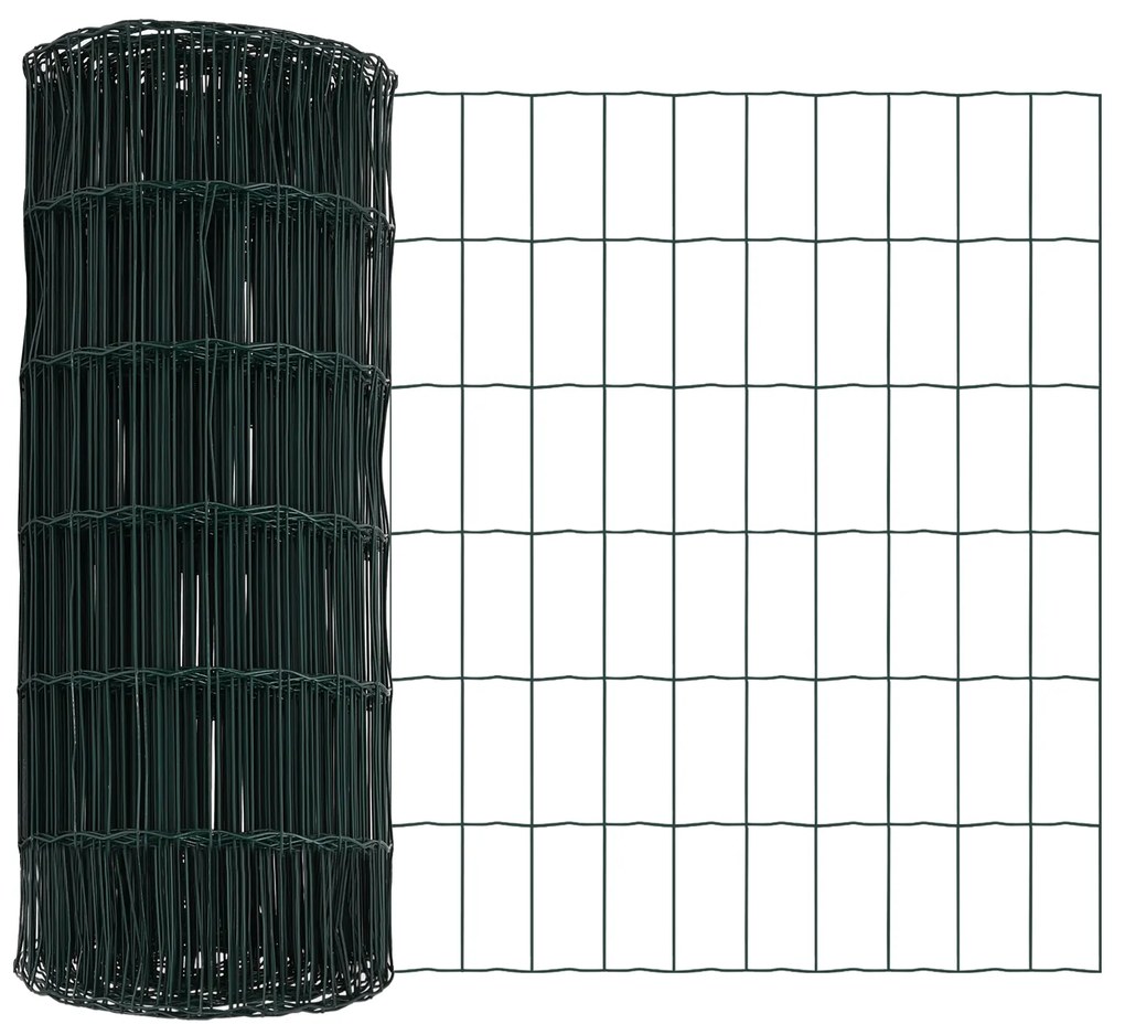 Cerca Euro com 13 Postes 0.6x50 m Aço Galvanizado Verde