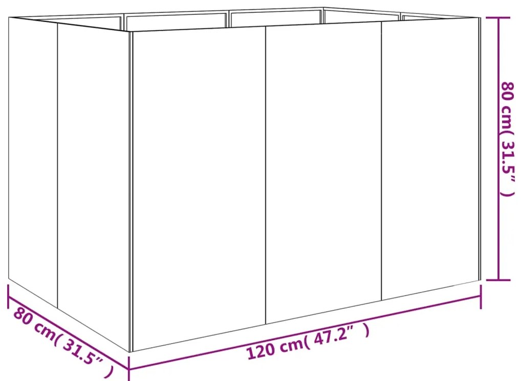 Canteiro elevado de jardim 120x80x80 cm aço corten