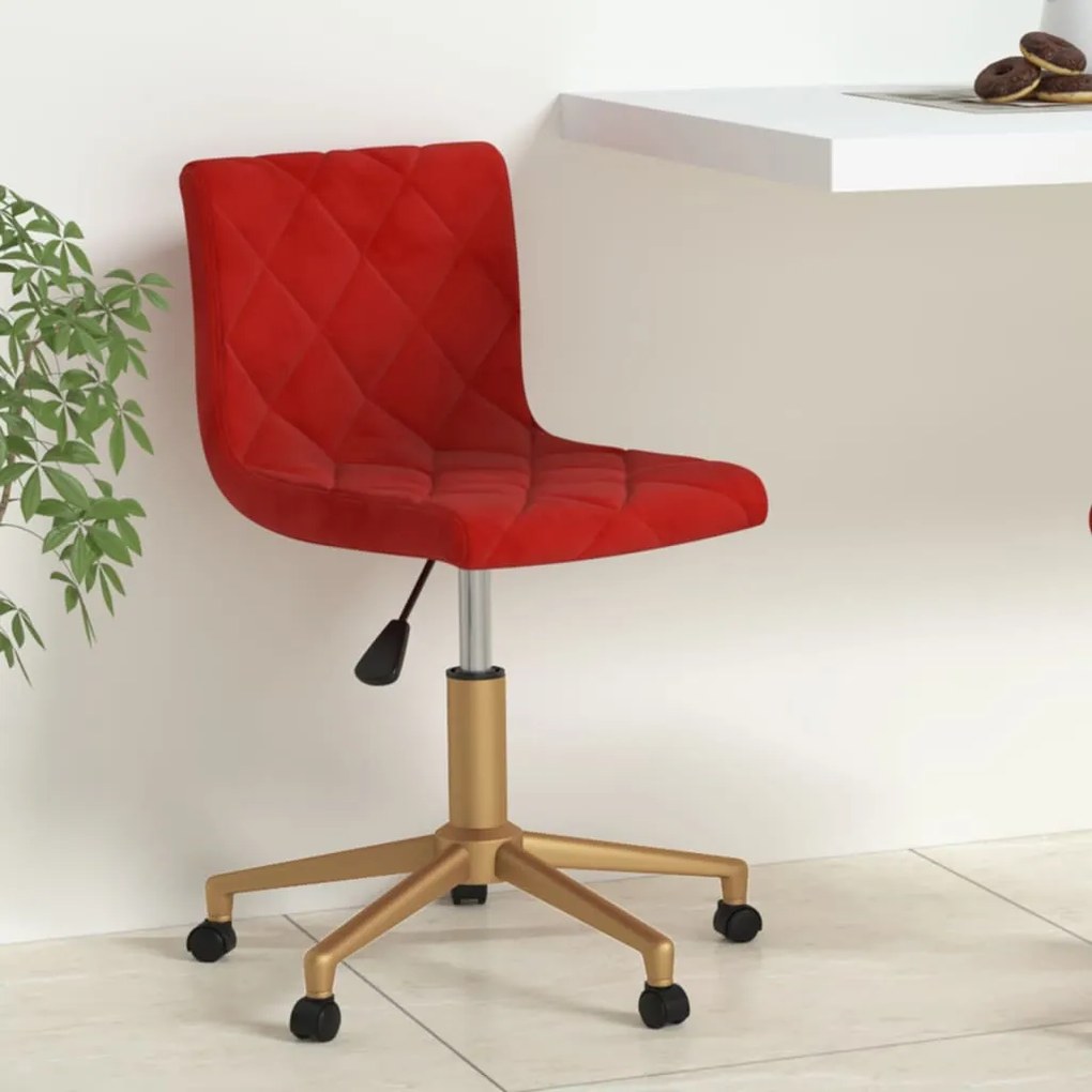 vidaXL Cadeira de escritório giratória veludo vermelho tinto