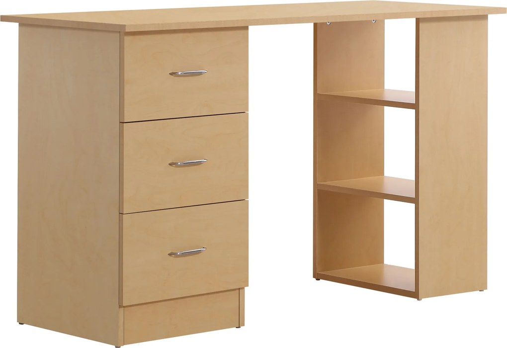 HOMCOM Mesa de Computador para Casa Escritório 3 Gavetas 3 Prateleiras Móveis de Escritório 120x49x72 cm | Aosom Portugal