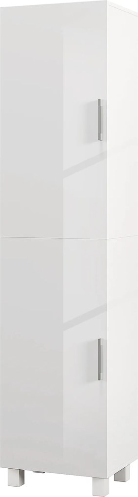 Armário alto de casa de banho, móvel de arrumação em coluna com 2 portas e prateleiras ajustáveis, 40 x 30 x 167,5 cm, branco