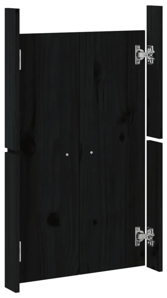 Portas cozinha p/ exterior 2 pcs 50x9x82 cm pinho maciço preto