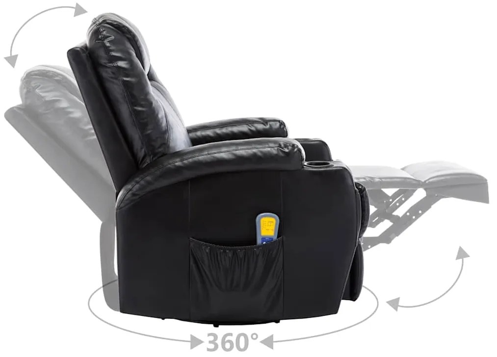 Cadeira de massagem reclinável couro artificial preto