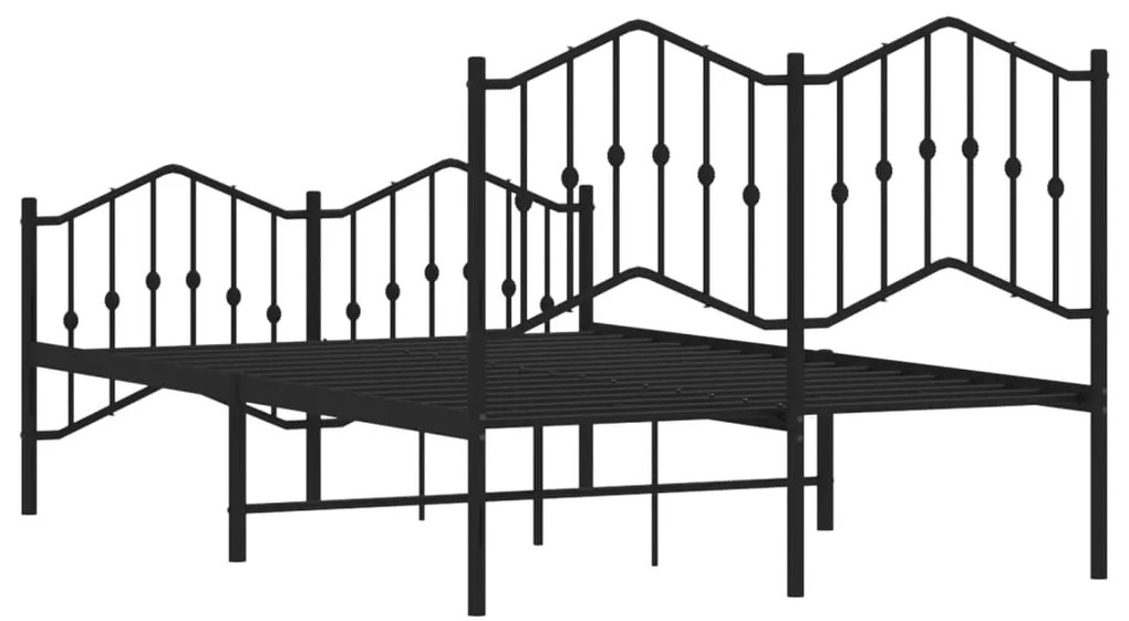 Estrutura de cama com cabeceira e pés 120x200 cm metal preto