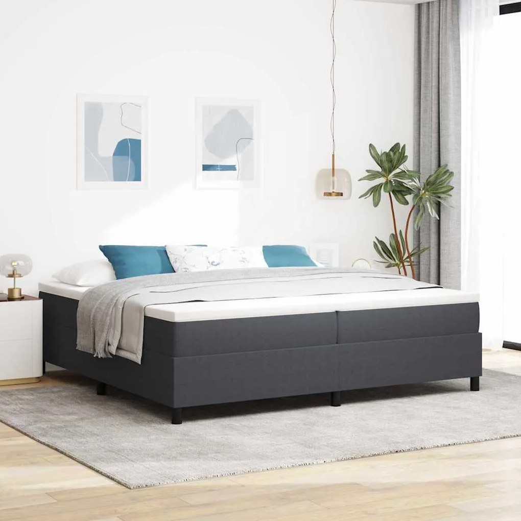Cama Box Spring vidaXL Cinza Escuro 200x200 cm Tecido de Corduroy