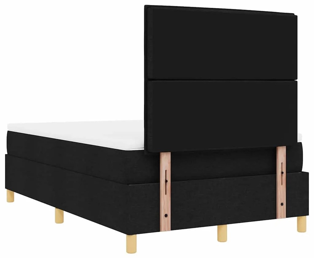 Cama Box Spring com Colchão e LED Preto 120x200 cm Tecido