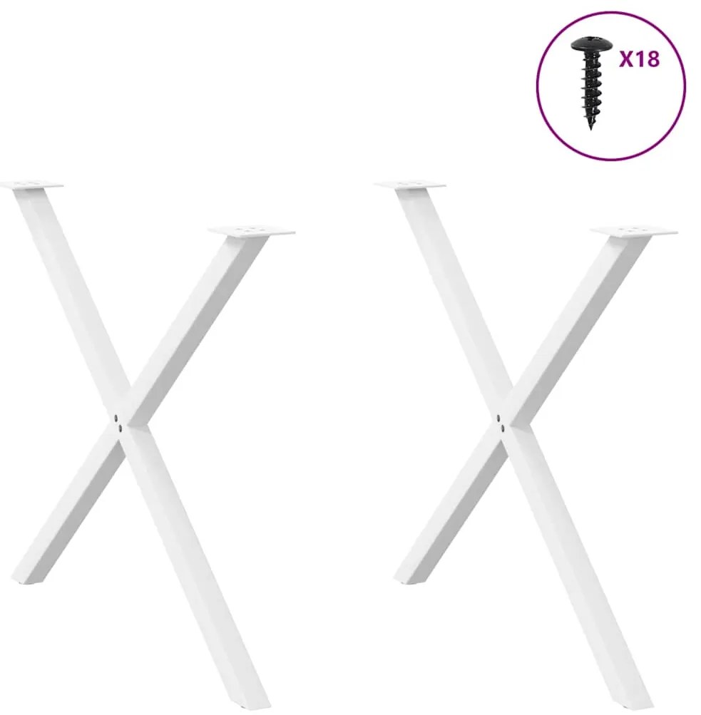 Pés para mesa de jantar em formato de X, 2 peças, branco, 90x (72-73)